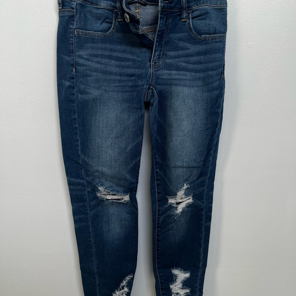 American Eagle Outfitters Blue Skinny Distressed Jeans
